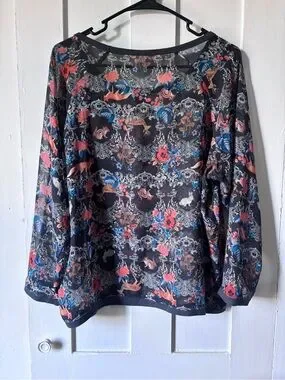 BONGO | Tops | Bongo Whimsical Sheer Longsleeve Scoop Neck Top With ...